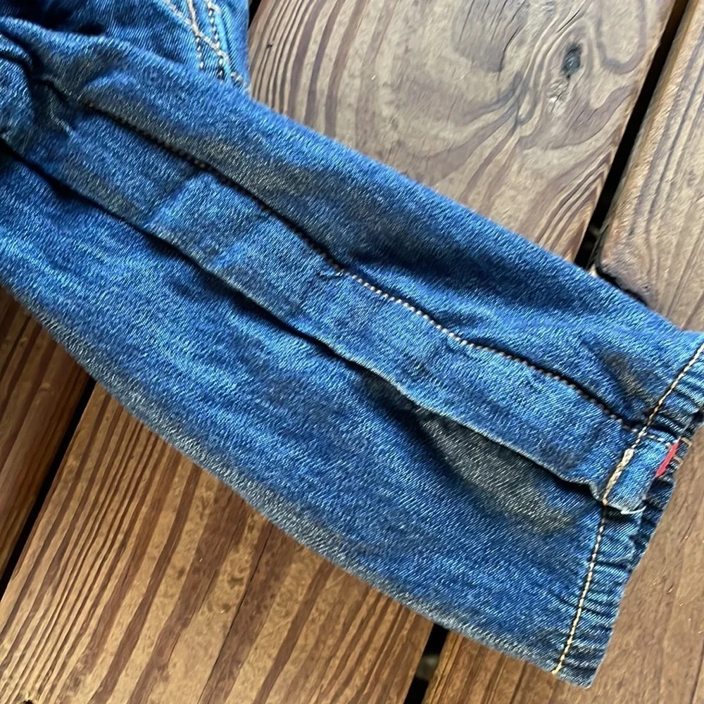 Oshkosh B'gosh Vestbak Denim Bib Overalls Red Fleece Lined 12 months